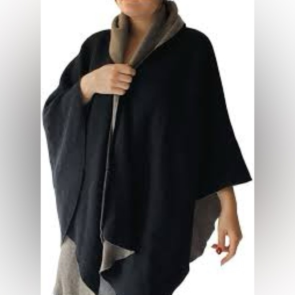 Nardi & Tagliaferri Wool Blend Cape Shawl Shrug Wrap Brown Italy One Size